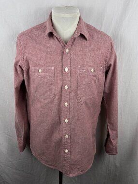 Proper Cloth Portuguese Red Brushed Chambray Work Shirt Men's 16 100% Cotton